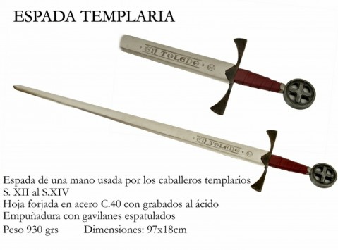 ESPADA TEMPLARIA GAVILANES ESPATULADOS