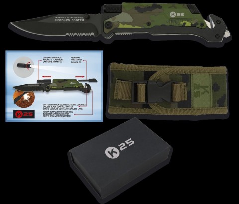 NAVAJA TÁCTICA K25 PEDERNAL/LINTERNA 18205