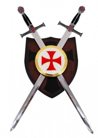 ESCUDO TEMPLARIO CON ESPADAS PUÑO NEGRO