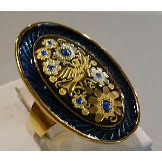 ANILLO DAMASQUINADO ORO AZUL