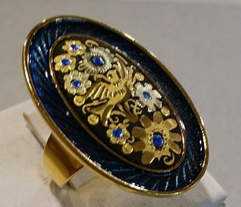 ANILLO DAMASQUINADO ORO AZUL