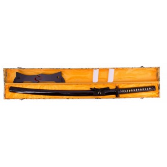 KATANA FUNCIONAL NEGRA ACERO DAMASCO