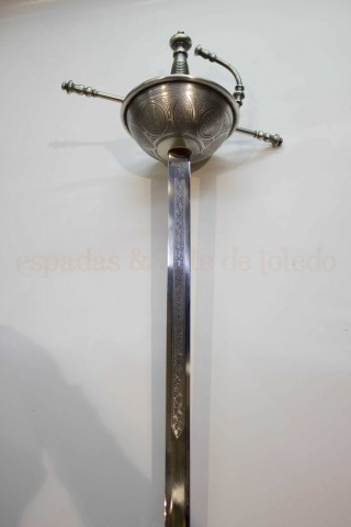 ESPADA CAZOLETA O TIZONA ESPAÑOLA (PLATA)