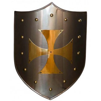ESCUDO MEDIEVAL CRUZ TEMPLARIA LATÓN