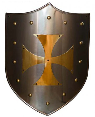 ESCUDO MEDIEVAL CRUZ TEMPLARIA LATÓN