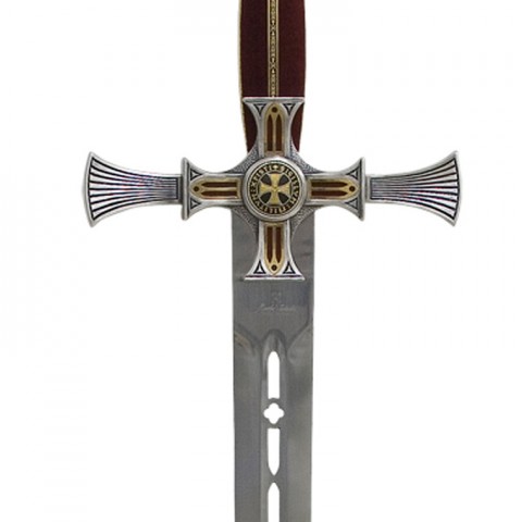 ESPADA TEMPLARIA DAMASQUINADA ORO