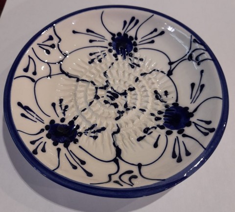 CERAMIC GARLIC GRATER BLUE FLOWERS