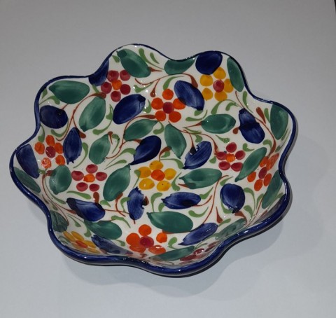 ENSALADERA ONDAS FLORES AZUL  19 CM
