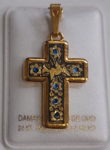 CRUZ DAMASQUINADO ORO RENACIMIENTO 3 CM