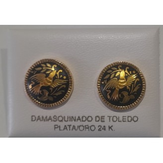 ARETES REDONDOS DAMASQUINADOS ORO 18 MM