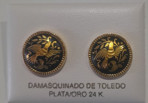 ARETES REDONDOS DAMASQUINADOS ORO 18 MM