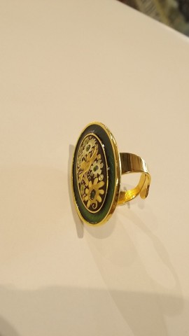 ANILLO DAMASQUINADO ORO VERDE