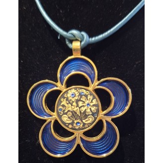 COLGANTE FLOR DAMASQUINADO AZUL