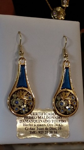 PENDIENTES REDONDOS ORO AZUL