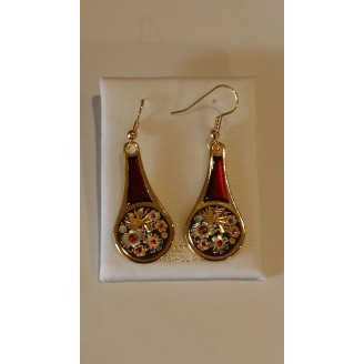 RED ROUND GOLD EARRINGS