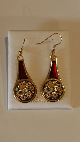 RED ROUND GOLD EARRINGS