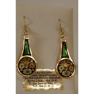 GREEN GOLD ROUND EARRINGS