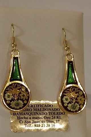 GREEN GOLD ROUND EARRINGS