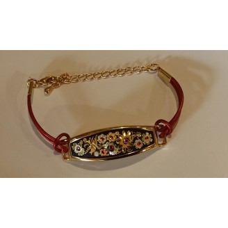 GOLD BRAZALET AND RED ENAMEL