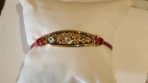 PULSERA ORO ESMALTE ROJO